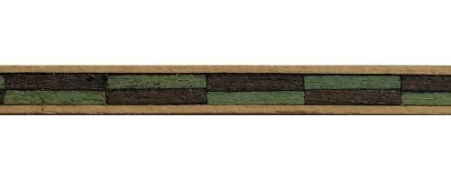 Greca de madera con damero verde y marrón