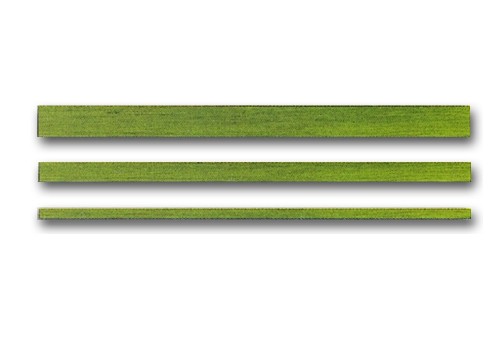 imagen del filete de madera teñido en color verde viejo y sus diferentes anchuras