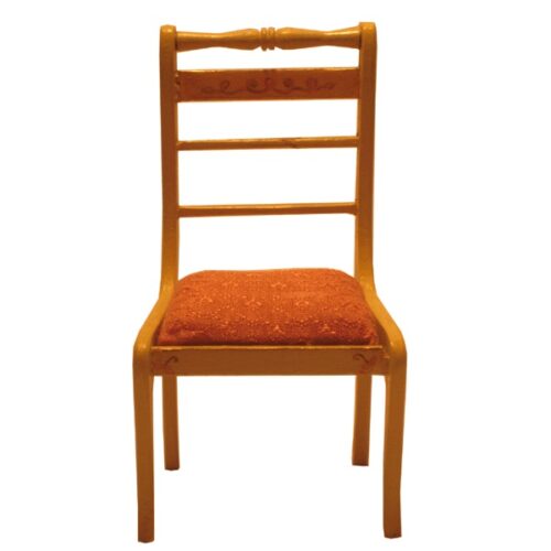 imagen de silla de comedor de madera de nogal en miniatura para casa de muñecas