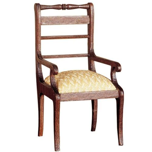 imagen de sillón de comedor de madera de nogal en miniatura para casa de muñecas